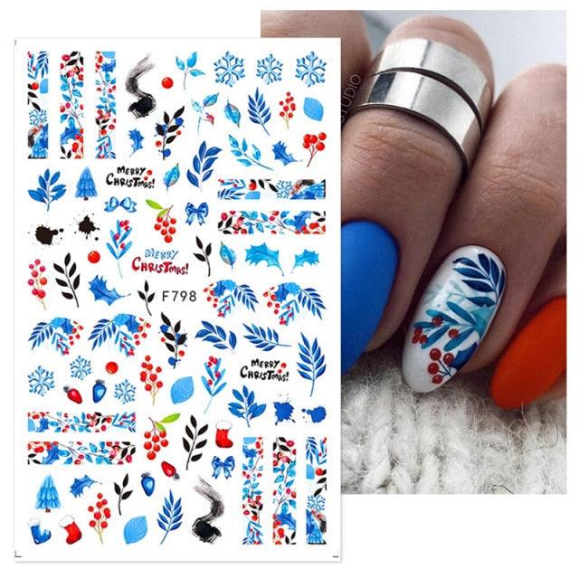 3D Nail Stickers Decals Snowflakes Elk Bear Christmas Xmas Transfer Stickers Nail Art Self-Adhesive Decals Decoration  Nail Art Stickers Decals Christmas Snowflake Bronzing Christmas Slider Nail Art 3D Decals Decoration