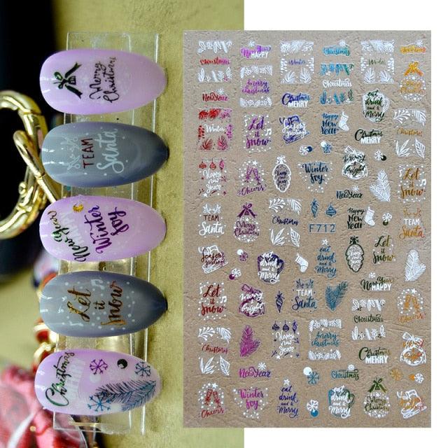 3D Nail Stickers Decals Snowflakes Elk Bear Christmas Xmas Transfer Stickers Nail Art Self-Adhesive Decals Decoration  Nail Art Stickers Decals Christmas Snowflake Bronzing Christmas Slider Nail Art 3D Decals Decoration