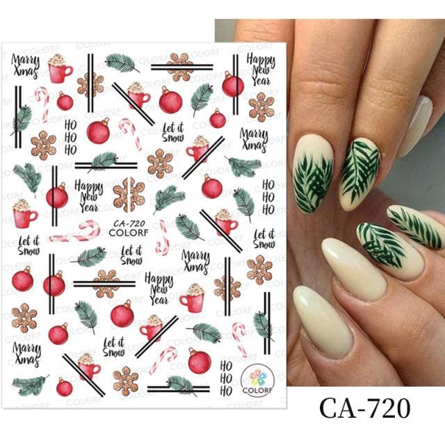 3D Nail Stickers Decals Snowflakes Elk Bear Christmas Xmas Transfer Stickers Nail Art Self-Adhesive Decals Decoration  Nail Art Stickers Decals Christmas Snowflake Bronzing Christmas Slider Nail Art 3D Decals Decoration