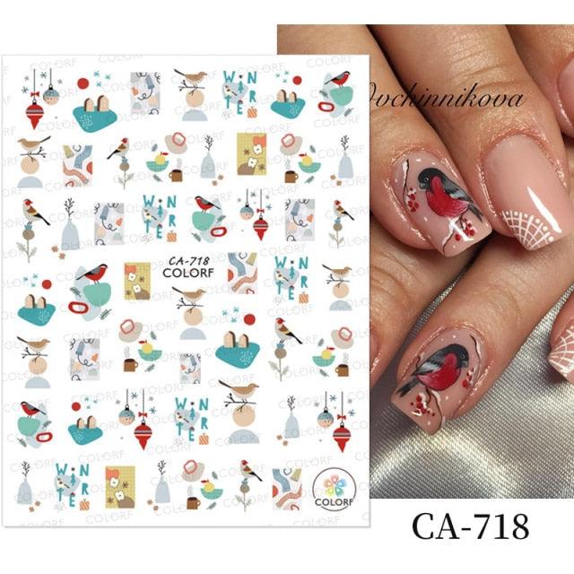 3D Nail Stickers Decals Snowflakes Elk Bear Christmas Xmas Transfer Stickers Nail Art Self-Adhesive Decals Decoration  Nail Art Stickers Decals Christmas Snowflake Bronzing Christmas Slider Nail Art 3D Decals Decoration