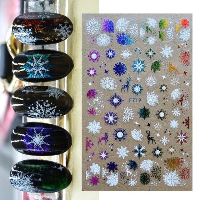 3D Nail Stickers Decals Snowflakes Elk Bear Christmas Xmas Transfer Stickers Nail Art Self-Adhesive Decals Decoration  Nail Art Stickers Decals Christmas Snowflake Bronzing Christmas Slider Nail Art 3D Decals Decoration