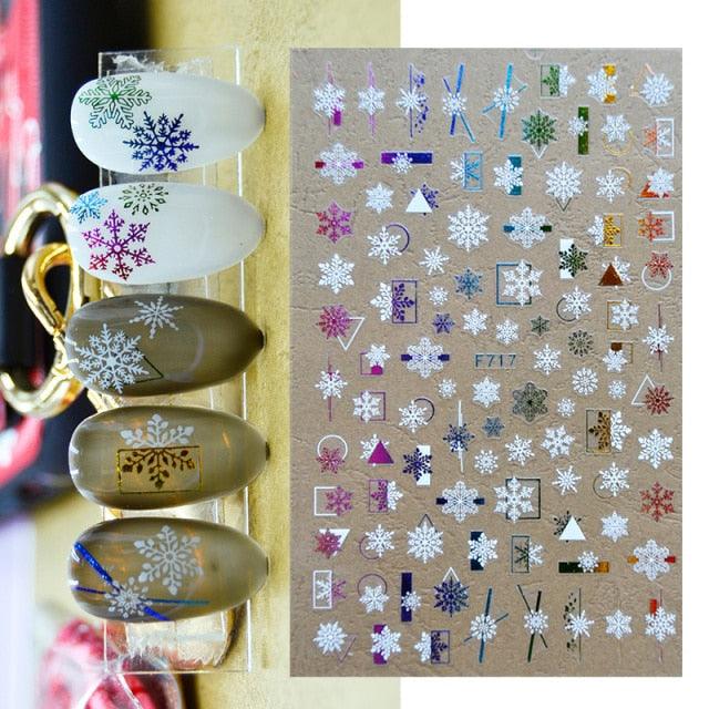 3D Nail Stickers Decals Snowflakes Elk Bear Christmas Xmas Transfer Stickers Nail Art Self-Adhesive Decals Decoration  Nail Art Stickers Decals Christmas Snowflake Bronzing Christmas Slider Nail Art 3D Decals Decoration