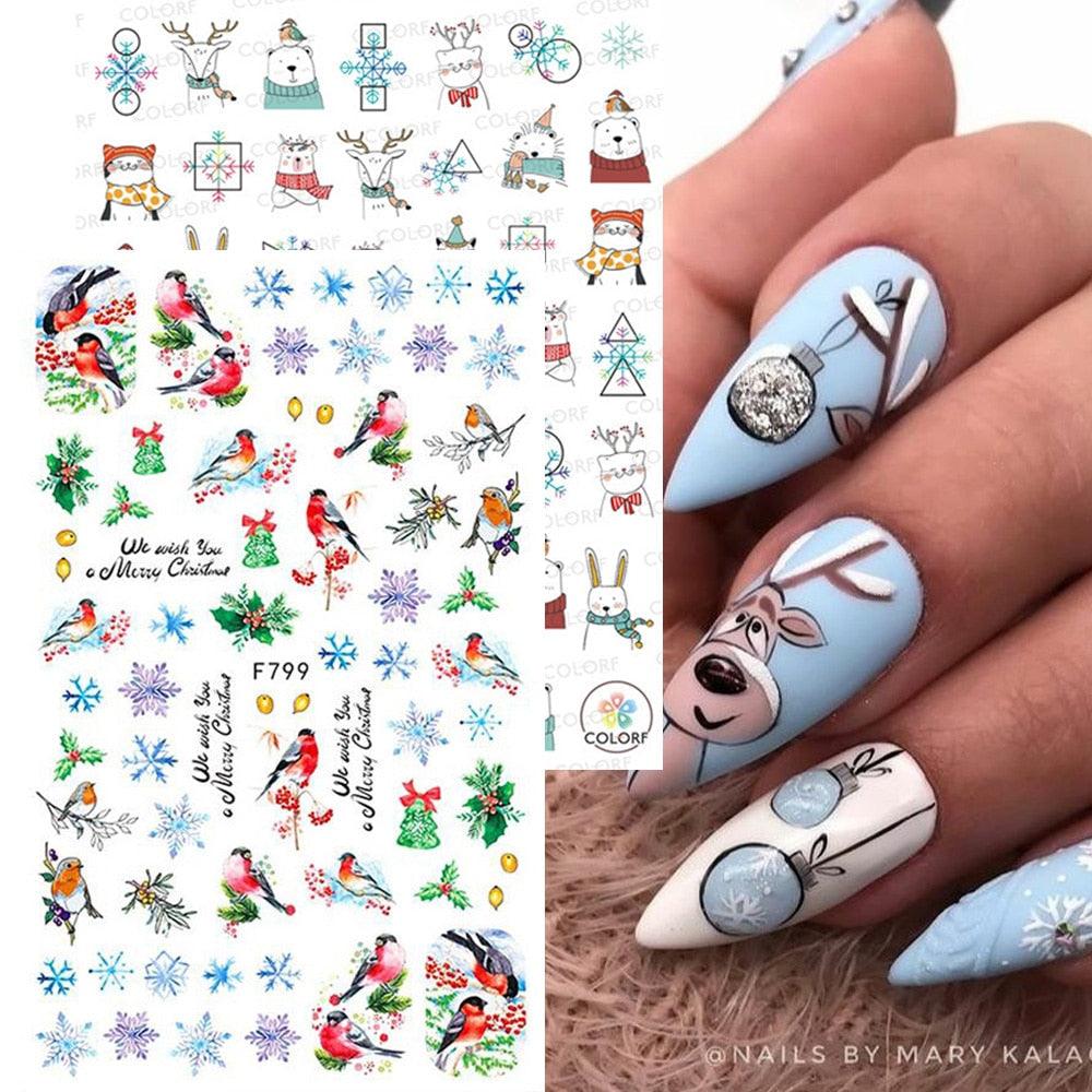 3D Nail Stickers Decals Snowflakes Elk Bear Christmas Xmas Transfer Stickers Nail Art Self-Adhesive Decals Decoration  Nail Art Stickers Decals Christmas Snowflake Bronzing Christmas Slider Nail Art 3D Decals Decoration