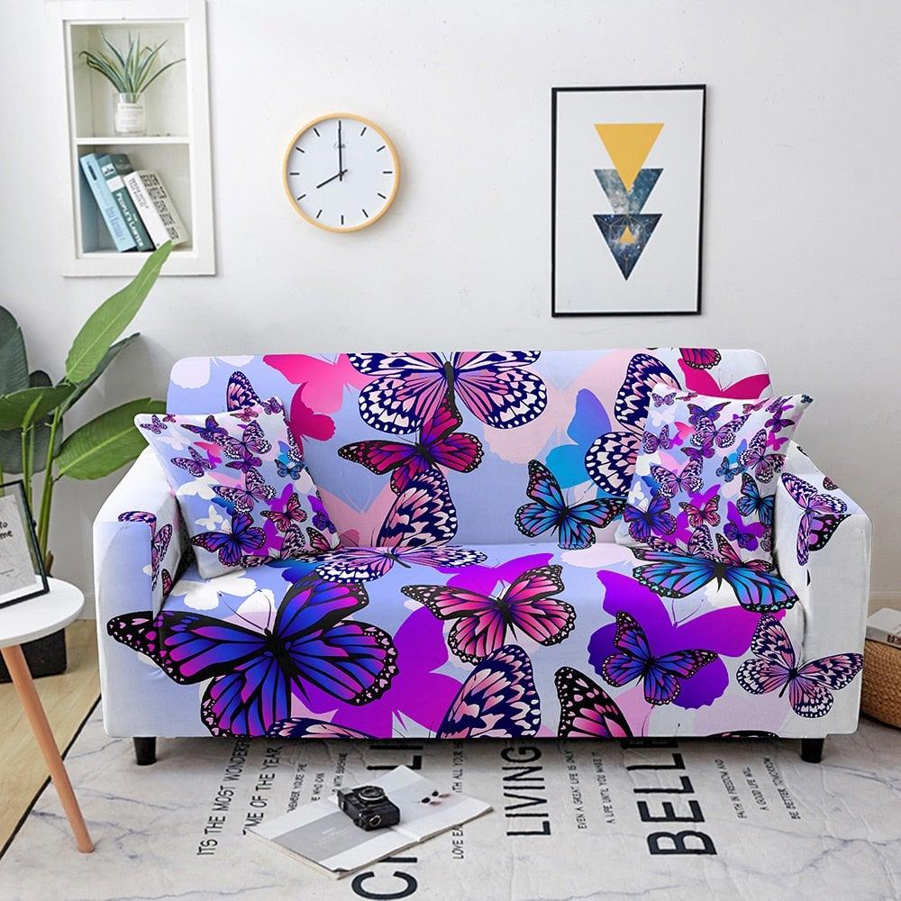 3D Printed Butterfly Slipcovers Sofa Cover for Living Room Sectional Couch Cover 2/3 Seater funda de sofá L Shape Sofa Need 2pcs Printed Sofa Cover - Animal Butterfly Anti-Slip Universal Stretch Sofa Protector Cover For Living Room Corner Sofa