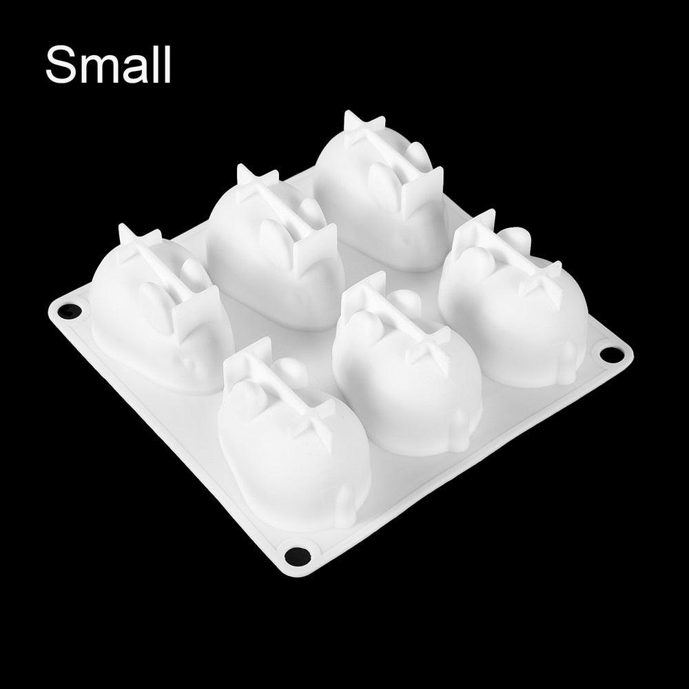 3D Rabbit Shape Silicone Cake Mold 6-cavity Mousse Dessert Baking Bunny Mold Chocolate Bakeware Pastry Decorating Mould Easter Bunny Chocolate Silicone Mold For Baking Rabbit Shape