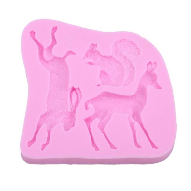 3D Rabbit Squirrel Fawn Bunny Silicone Mould Fondant Cake Chocolate Soap Mold Cupcake Tool Kitchen Dessert Accessories Appliance Squirrel Fawn Bunny Shape Silicone Ice Cube Mold Silicone Fondant Mold Chocolate Mold Soap Mold