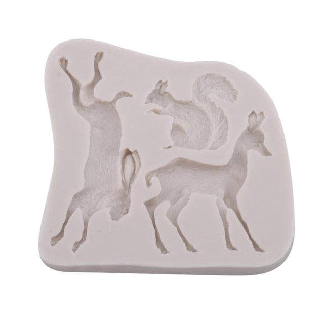 3D Rabbit Squirrel Fawn Bunny Silicone Mould Fondant Cake Chocolate Soap Mold Cupcake Tool Kitchen Dessert Accessories Appliance Squirrel Fawn Bunny Shape Silicone Ice Cube Mold Silicone Fondant Mold Chocolate Mold Soap Mold