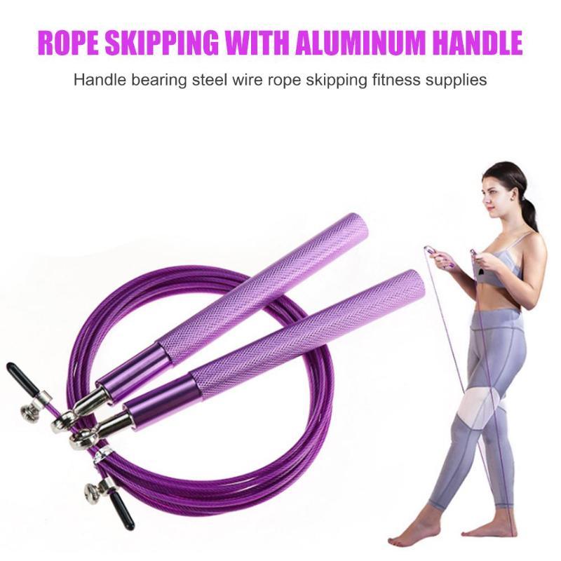 3m High Speed Aerobic Steel Wire Skipping Rope Aluminum Handle Steel Wire Jump Rope Ball Bearing Skipping Rope With Aluminium Alloy Handle And Ball Bearing Tangle-Free Exercise Rope For Fat Burning Exercises Training Fitness