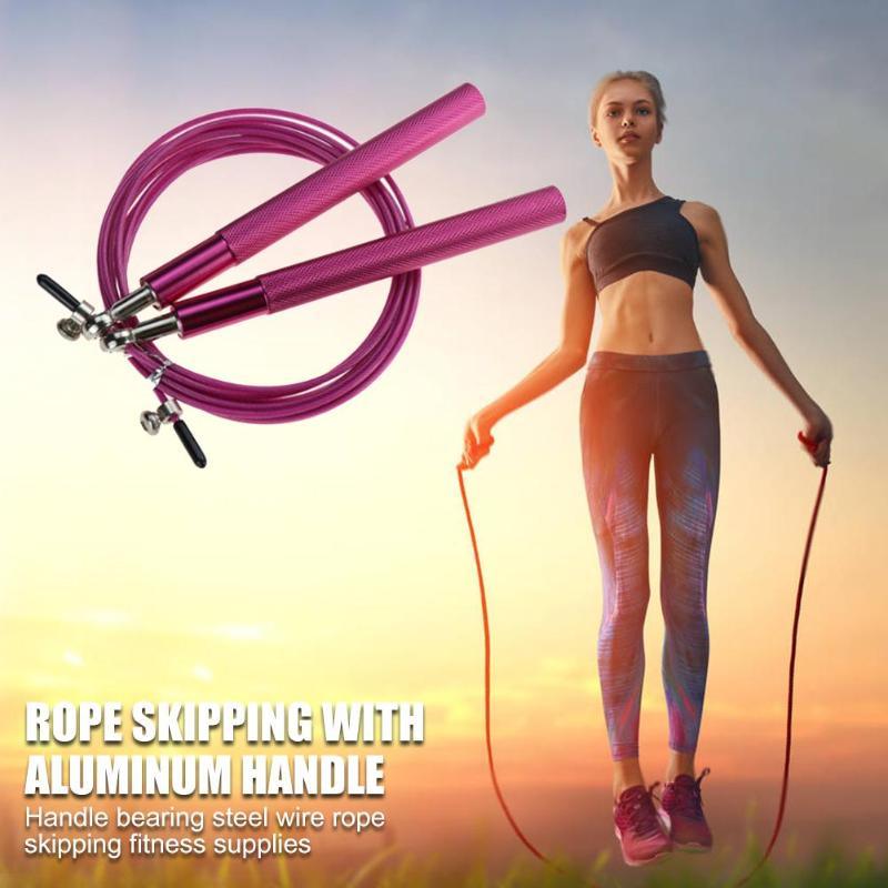 3m High Speed Aerobic Steel Wire Skipping Rope Aluminum Handle Steel Wire Jump Rope Ball Bearing Skipping Rope With Aluminium Alloy Handle And Ball Bearing Tangle-Free Exercise Rope For Fat Burning Exercises Training Fitness