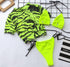 3PCS Women's Leopard Bikini Swimwear Swimsuit Bathing Beach Holiday Short Sleeve Leopard Print 3 Piece Short Sleeve Bikini Set Swimsuit Micro Triangle Bathing suit