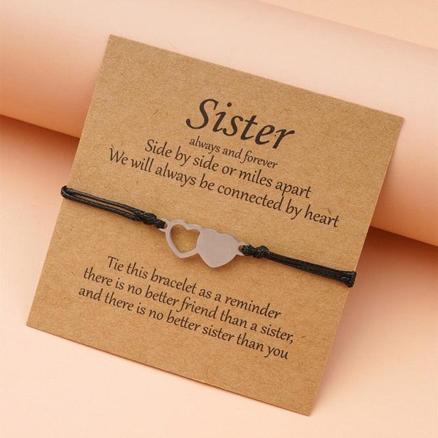 3Pcs/Set Charm Friendship Sister Bracelets Best Friend Bracelet With Card Friendship Bff Matching Distance Heart Bracelet Gifts For Women Girls Teen Men