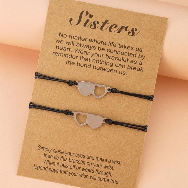 3Pcs/Set Charm Friendship Sister Bracelets Best Friend Bracelet With Card Friendship Bff Matching Distance Heart Bracelet Gifts For Women Girls Teen Men