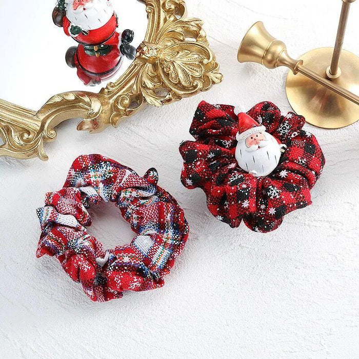 4.38 Inch Fashion Christmas Scrunchie Elastic New Handmade Head Bands Hair Rope Ponytail Holder Headdress Ponytail Holder Accessories for Women