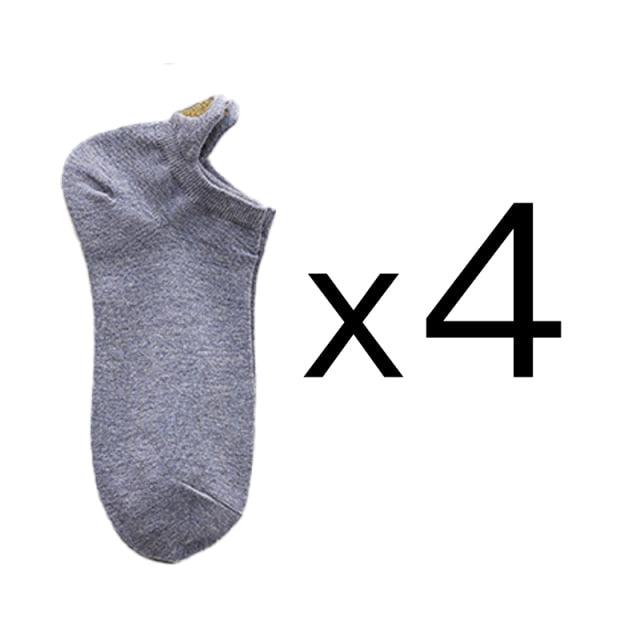 4 Pairs Fashion Socks New Spring Cotton Non-Slip No-Show Boat Socks Novelty Girls Cute Heart Embroidery Casual Funny Ankle Socks Pack For Women