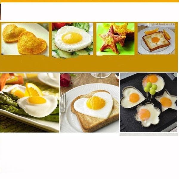 4 Style Stainless Steel Egg Shaper Pancake Mould Omelette Mold Heart Shape Frying Egg Cooking Tool Kitchen Accessories Gadget Stainless Steel Fried Egg Ring Mold Omelette Pancake Rings Cute Shape Egg Mold Cooking Tools