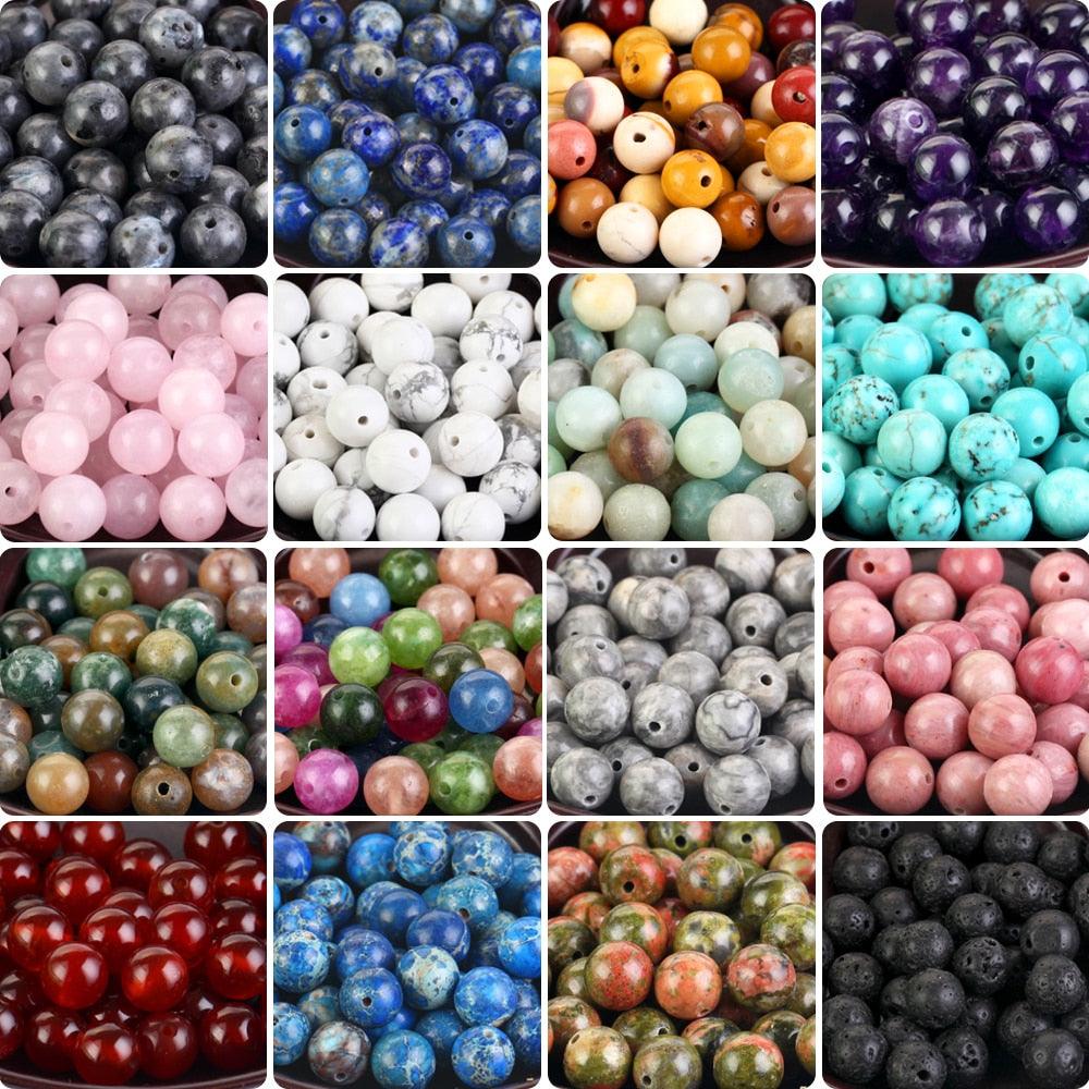 42 Style Natural Stone Beads 4 6 8 10mm Round Beads for Jewelry Making Bracelets Round Loose Beads for Jewelry Making Bracelet