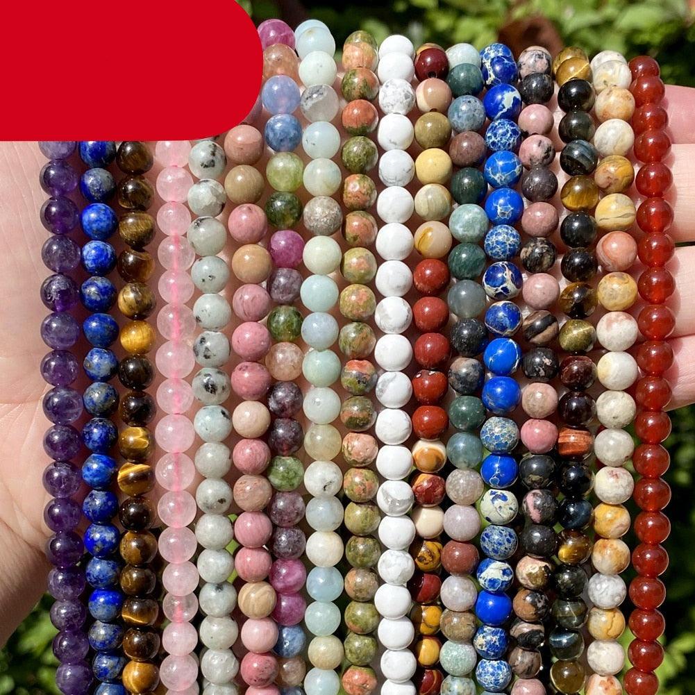 42 Style Natural Stone Beads 4 6 8 10mm Round Beads for Jewelry Making Bracelets Round Loose Beads for Jewelry Making Bracelet