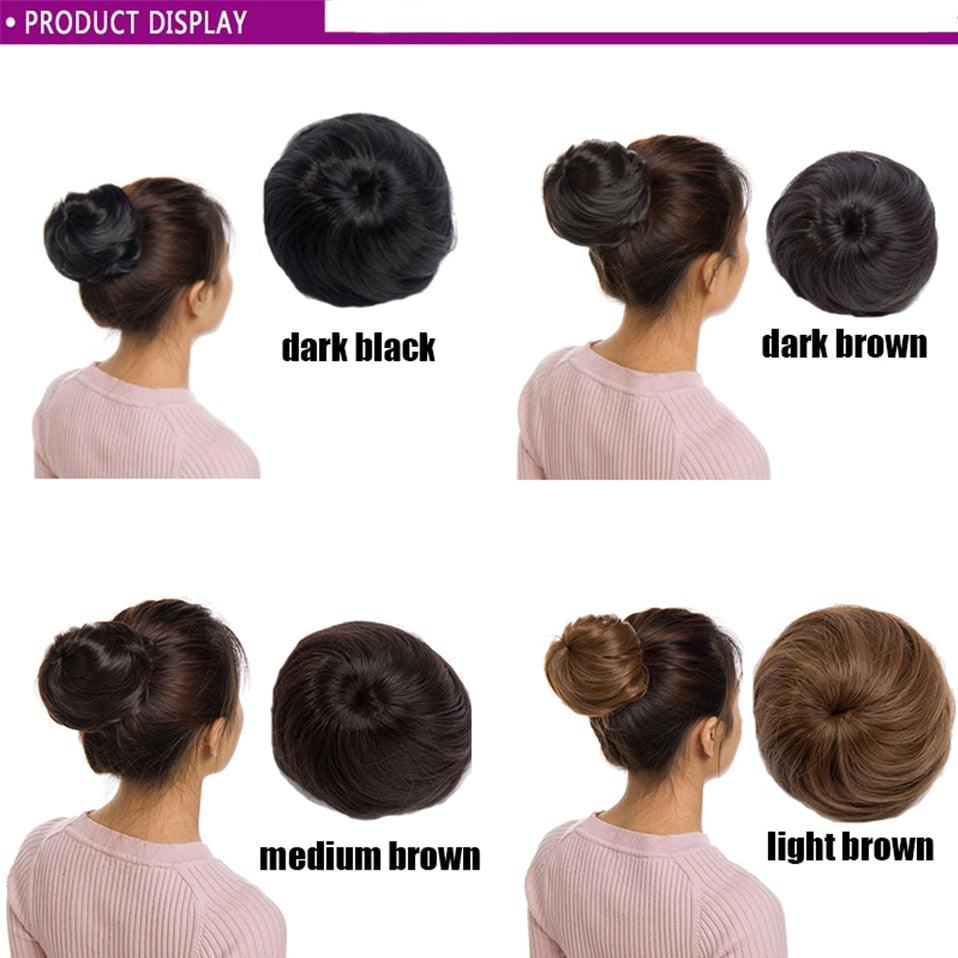 45g Hair Bun Women Chignon Synthetic Hair Extension Donut Chignon Roller Hairpieces Fake Hair Bun Drawstring Ponytail Clip in Hair Extension For Volumized Hair Buns For Girls