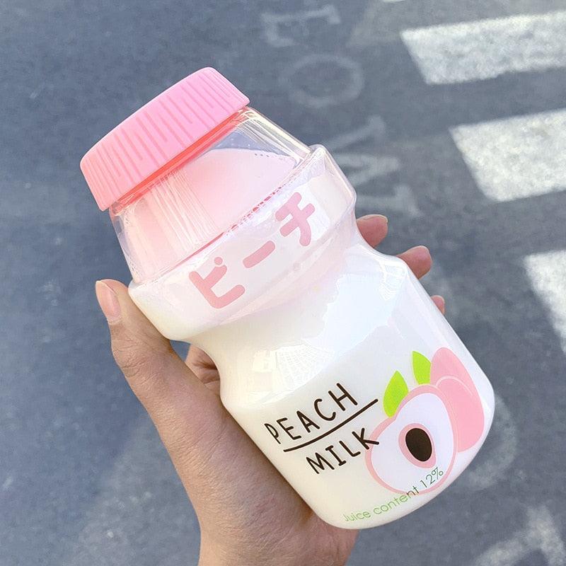 480ml Plastic Water Bottle Tour Drinking Bottle  Shape Cute Lovely Milk Carton Shaker Bottle for Kids / Girl /Adult Glass Fruit Water Bottle Without 480ml BPA Pretty Water Bottles of Strawberry Milk Heat Resistant Water Bottles