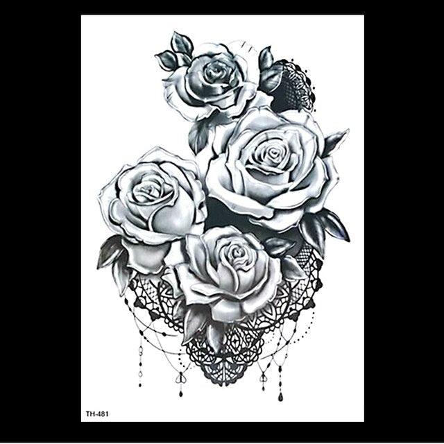 49 Sheets Waterproof Temporary Black Sketches Flowers Tattoo Stickers Flower Rose Tattoos For Women Adults - STEVVEX Beauty - 103, Arm Tattoo, Back Tattoo, Beauty, Big Flowers Tattoo, Big Tattoo, Black Tattoos, Body Tattoo, Fashion Tattoo, Flower Tattoo, Large Tattoo, Leg Tattoo, Lotus Tattoo, Luxury Tattoo, Men Tattoo, Modern Tattoo, Sketch Tattoo, Stylish Tattoo, Tattoo - Stevvex.com