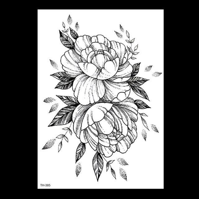 49 Sheets Waterproof Temporary Black Sketches Flowers Tattoo Stickers Flower Rose Tattoos For Women Adults - STEVVEX Beauty - 103, Arm Tattoo, Back Tattoo, Beauty, Big Flowers Tattoo, Big Tattoo, Black Tattoos, Body Tattoo, Fashion Tattoo, Flower Tattoo, Large Tattoo, Leg Tattoo, Lotus Tattoo, Luxury Tattoo, Men Tattoo, Modern Tattoo, Sketch Tattoo, Stylish Tattoo, Tattoo - Stevvex.com