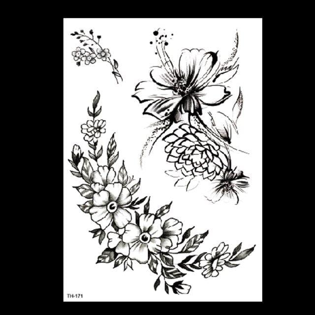 49 Sheets Waterproof Temporary Black Sketches Flowers Tattoo Stickers Flower Rose Tattoos For Women Adults - STEVVEX Beauty - 103, Arm Tattoo, Back Tattoo, Beauty, Big Flowers Tattoo, Big Tattoo, Black Tattoos, Body Tattoo, Fashion Tattoo, Flower Tattoo, Large Tattoo, Leg Tattoo, Lotus Tattoo, Luxury Tattoo, Men Tattoo, Modern Tattoo, Sketch Tattoo, Stylish Tattoo, Tattoo - Stevvex.com