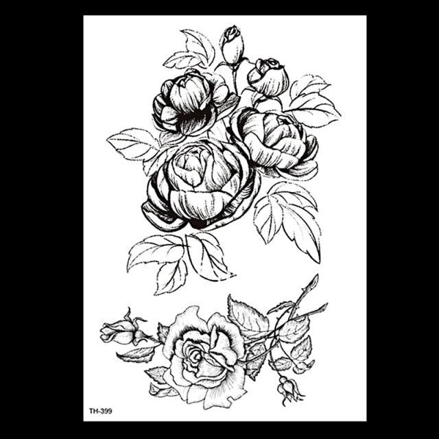 49 Sheets Waterproof Temporary Black Sketches Flowers Tattoo Stickers Flower Rose Tattoos For Women Adults - STEVVEX Beauty - 103, Arm Tattoo, Back Tattoo, Beauty, Big Flowers Tattoo, Big Tattoo, Black Tattoos, Body Tattoo, Fashion Tattoo, Flower Tattoo, Large Tattoo, Leg Tattoo, Lotus Tattoo, Luxury Tattoo, Men Tattoo, Modern Tattoo, Sketch Tattoo, Stylish Tattoo, Tattoo - Stevvex.com