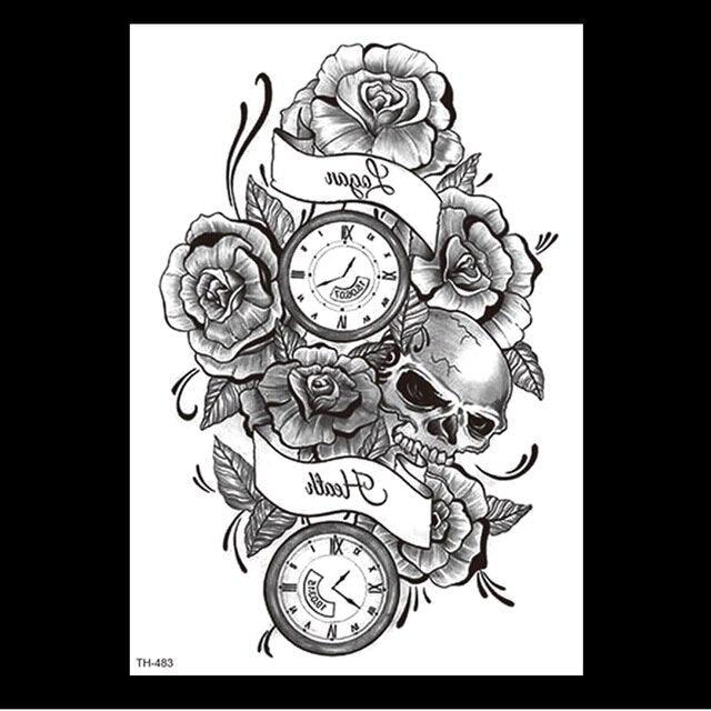 49 Sheets Waterproof Temporary Black Sketches Flowers Tattoo Stickers Flower Rose Tattoos For Women Adults - STEVVEX Beauty - 103, Arm Tattoo, Back Tattoo, Beauty, Big Flowers Tattoo, Big Tattoo, Black Tattoos, Body Tattoo, Fashion Tattoo, Flower Tattoo, Large Tattoo, Leg Tattoo, Lotus Tattoo, Luxury Tattoo, Men Tattoo, Modern Tattoo, Sketch Tattoo, Stylish Tattoo, Tattoo - Stevvex.com