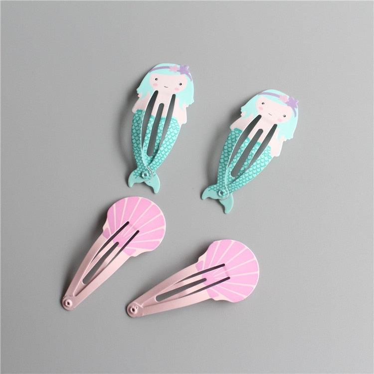 4PCS New Lovely Mermaid Shell BB Clips Girls Hair Accessories Kids Hairpins Children Headwear Baby Hair Clips Headdress Lovely Hair Accessories For Girls