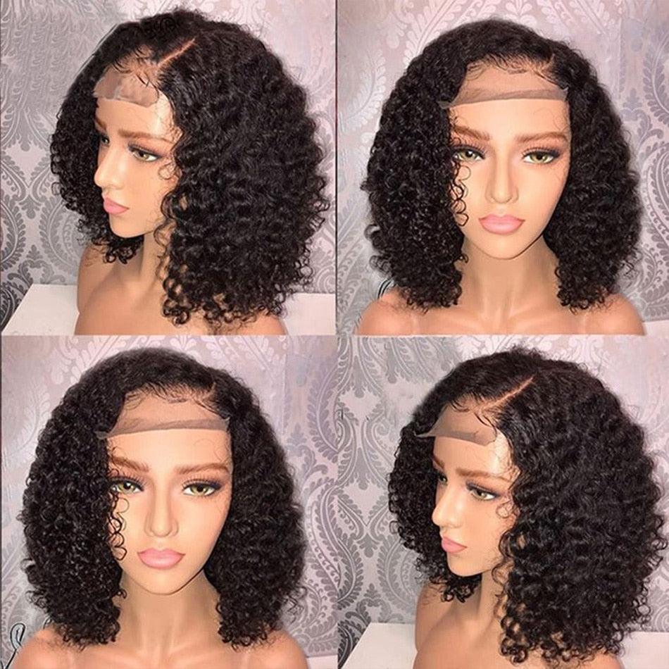 4X4 Water Wave Short Bob Wig 8-12Inches Best Human Hair Wigs For Black Woman Brazilian Pre Plucked Baby Hairs Jerry Curl Wigs Wigs For Black Women Gifts for Girlfriends