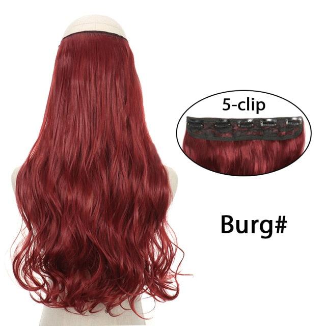 5 Clip In Hair Extension Heat Resistant Fake Hairpieces Long Wavy Hairstyles Synthetic Clip Golden On Hair Extensions Straight Hair Extensions with Invisible Fish Line Layered Hairpiece