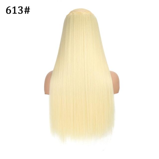 5 Clip In Hair Extension Heat Resistant Fake Hairpieces Long Wavy Hairstyles Synthetic Clip Golden On Hair Extensions Straight Hair Extensions with Invisible Fish Line Layered Hairpiece