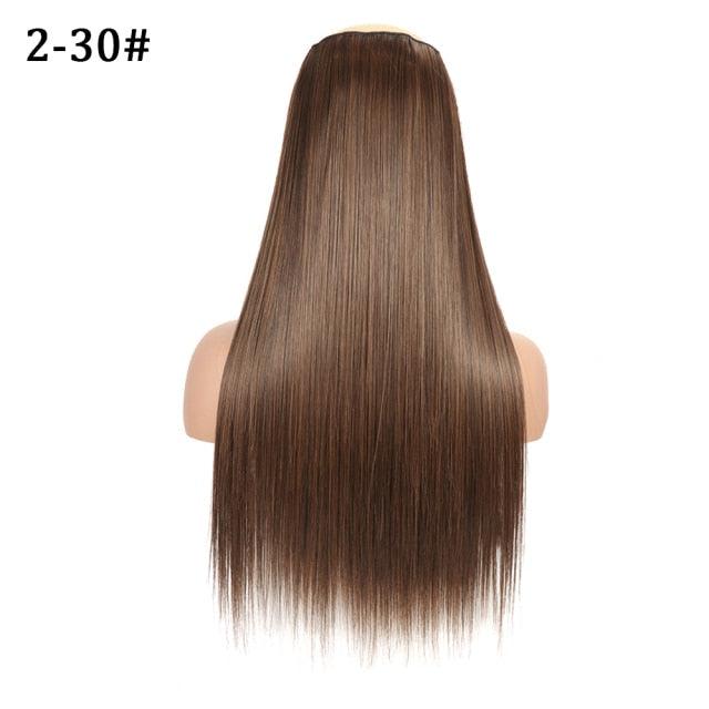 5 Clip In Hair Extension Heat Resistant Fake Hairpieces Long Wavy Hairstyles Synthetic Clip Golden On Hair Extensions Straight Hair Extensions with Invisible Fish Line Layered Hairpiece