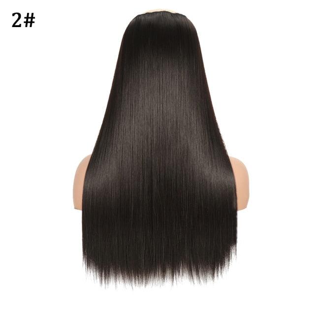 5 Clip In Hair Extension Heat Resistant Fake Hairpieces Long Wavy Hairstyles Synthetic Clip Golden On Hair Extensions Straight Hair Extensions with Invisible Fish Line Layered Hairpiece