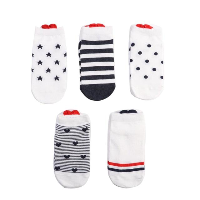 5 Pairs 3D Cartoon Harajuku Cat Cute Heart Invisible Cotton Socks Casual Boat Socks Funny Girl Ankle Sock Set for Women