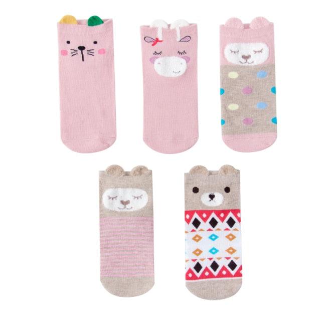 5 Pairs 3D Cartoon Harajuku Cat Cute Heart Invisible Cotton Socks Casual Boat Socks Funny Girl Ankle Sock Set for Women