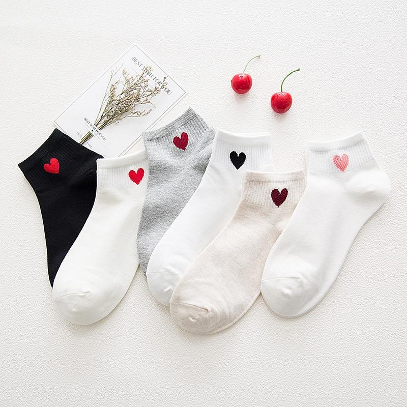 5 Pairs 3D Cartoon Harajuku Cat Cute Heart Invisible Cotton Socks Casual Boat Socks Funny Girl Ankle Sock Set for Women