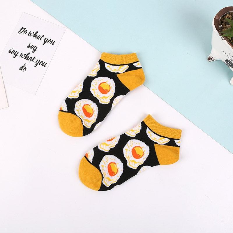 5 Pairs Animal Food Fruit Avocado Zebra Burger Omelets Flamingo Socks Happy Cotton Ankle Funny Combed Out Of Pure Cotton Summer Casual Sock For Men And Women