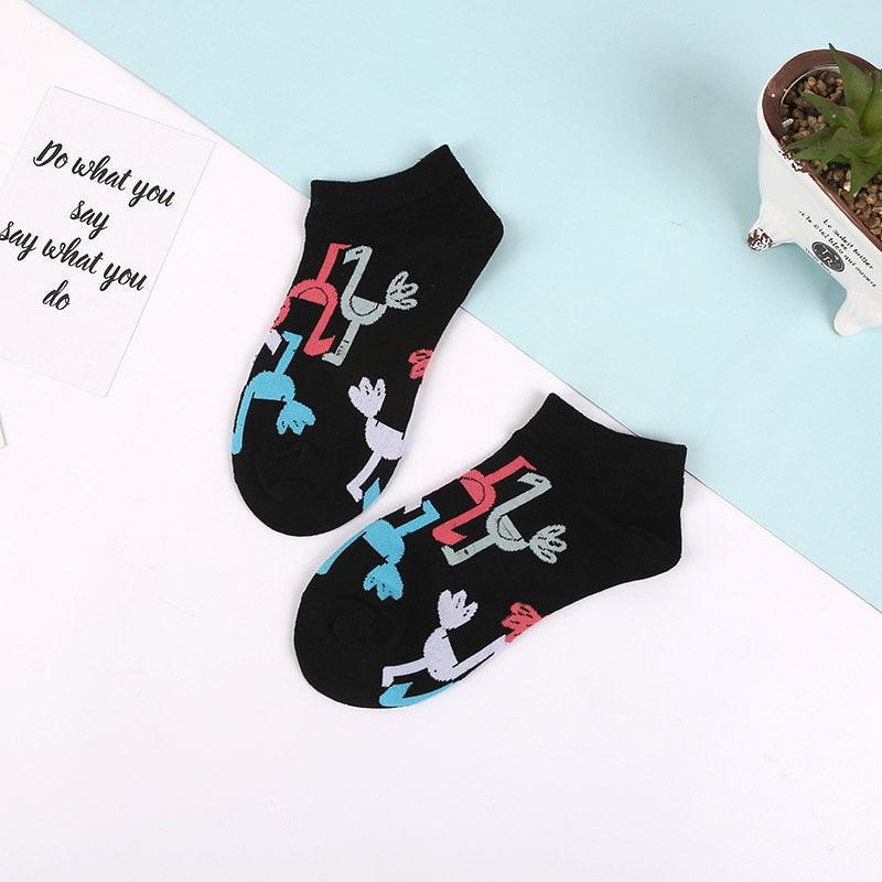 5 Pairs Animal Food Fruit Avocado Zebra Burger Omelets Flamingo Socks Happy Cotton Ankle Funny Combed Out Of Pure Cotton Summer Casual Sock For Men And Women