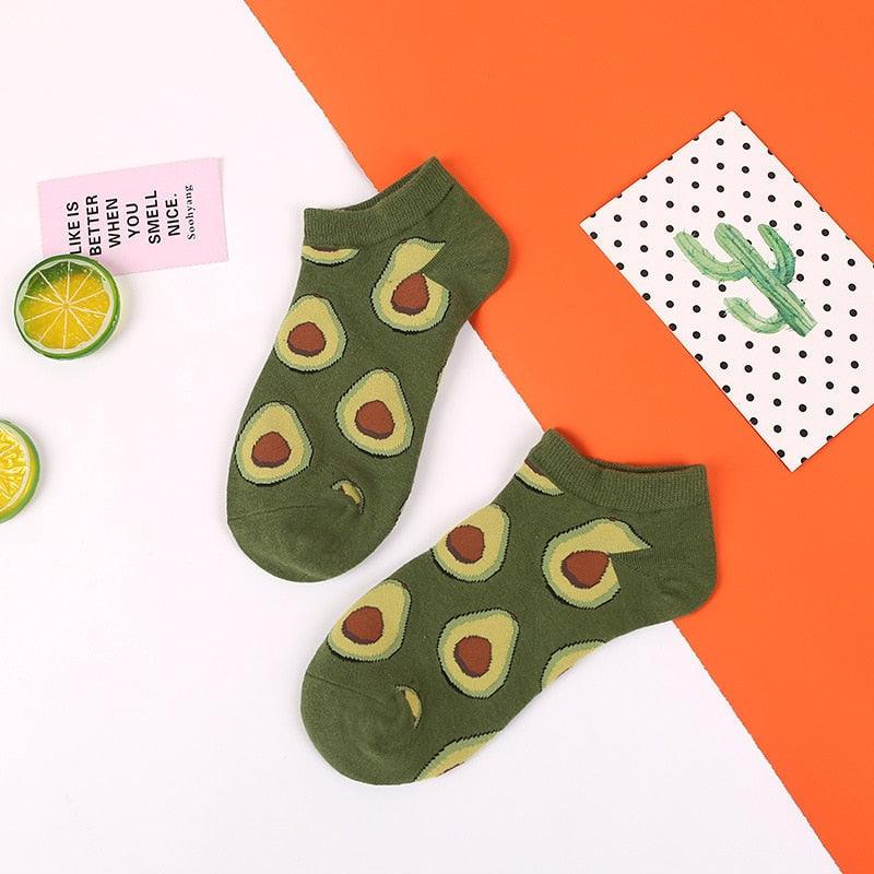 5 Pairs Animal Food Fruit Avocado Zebra Burger Omelets Flamingo Socks Happy Cotton Ankle Funny Combed Out Of Pure Cotton Summer Casual Sock For Men And Women