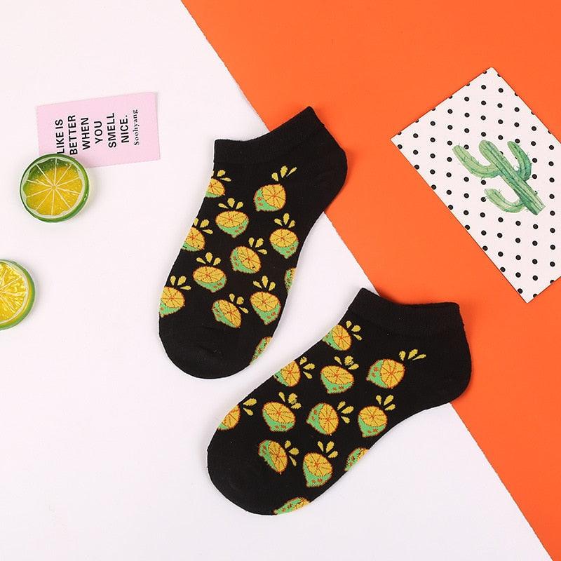 5 Pairs Animal Food Fruit Avocado Zebra Burger Omelets Flamingo Socks Happy Cotton Ankle Funny Combed Out Of Pure Cotton Summer Casual Sock For Men And Women