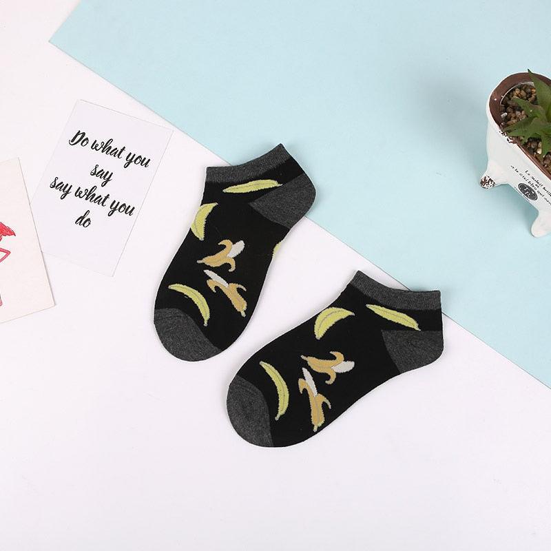 5 Pairs Animal Food Fruit Avocado Zebra Burger Omelets Flamingo Socks Happy Cotton Ankle Funny Combed Out Of Pure Cotton Summer Casual Sock For Men And Women