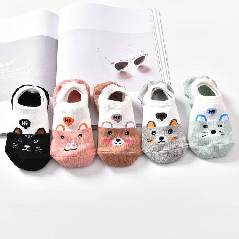 5 Pairs Cute Animal Spring Women Cotton Boat Socks Set Korean Style Funny Cat Dog Panda Low Cut Ankle Short Socks - ALLURELATION - 3D socks, 500, adult socks, animal socks, anime socks, ankle socks, boat socks, breathable socks, cartoon socks, casual socks, cat socks, colorful socks, cotton socks, cute socks, funny socks, girls socks, korean socks, low cut socks, panda socks, short socks, socks for women, womens socks - Stevvex.com