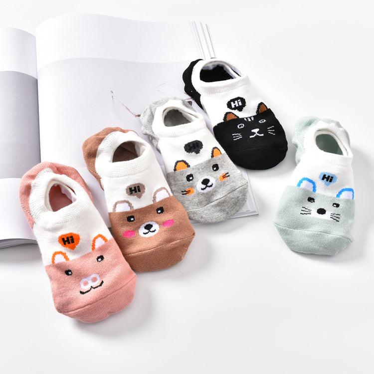 5 Pairs Cute Animal Spring Women Cotton Boat Socks Set Korean Style Funny Cat Dog Panda Low Cut Ankle Short Socks - ALLURELATION - 3D socks, 500, adult socks, animal socks, anime socks, ankle socks, boat socks, breathable socks, cartoon socks, casual socks, cat socks, colorful socks, cotton socks, cute socks, funny socks, girls socks, korean socks, low cut socks, panda socks, short socks, socks for women, womens socks - Stevvex.com