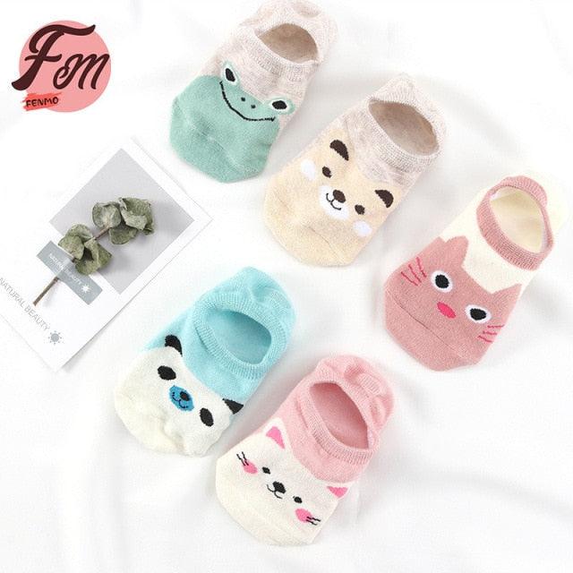 5 Pairs Cute Animal Spring Women Cotton Boat Socks Set Korean Style Funny Cat Dog Panda Low Cut Ankle Short Socks - ALLURELATION - 3D socks, 500, adult socks, animal socks, anime socks, ankle socks, boat socks, breathable socks, cartoon socks, casual socks, cat socks, colorful socks, cotton socks, cute socks, funny socks, girls socks, korean socks, low cut socks, panda socks, short socks, socks for women, womens socks - Stevvex.com