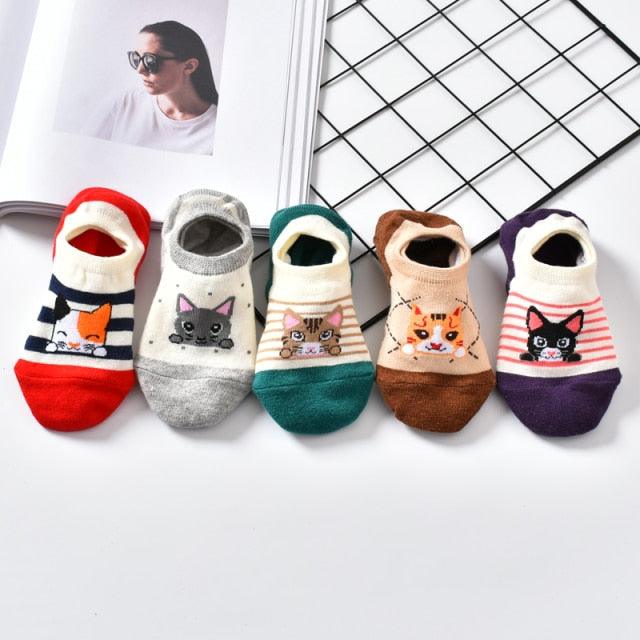 5 Pairs Cute Animal Spring Women Cotton Boat Socks Set Korean Style Funny Cat Dog Panda Low Cut Ankle Short Socks - ALLURELATION - 3D socks, 500, adult socks, animal socks, anime socks, ankle socks, boat socks, breathable socks, cartoon socks, casual socks, cat socks, colorful socks, cotton socks, cute socks, funny socks, girls socks, korean socks, low cut socks, panda socks, short socks, socks for women, womens socks - Stevvex.com