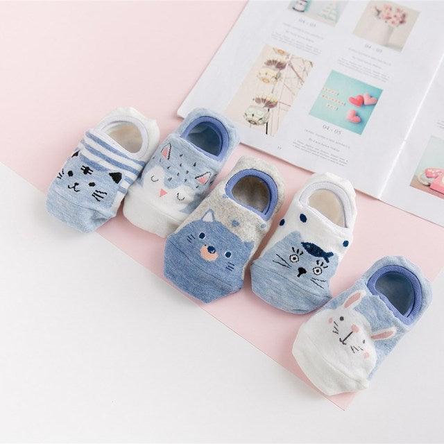 5 Pairs Cute Animal Spring Women Cotton Boat Socks Set Korean Style Funny Cat Dog Panda Low Cut Ankle Short Socks - ALLURELATION - 3D socks, 500, adult socks, animal socks, anime socks, ankle socks, boat socks, breathable socks, cartoon socks, casual socks, cat socks, colorful socks, cotton socks, cute socks, funny socks, girls socks, korean socks, low cut socks, panda socks, short socks, socks for women, womens socks - Stevvex.com