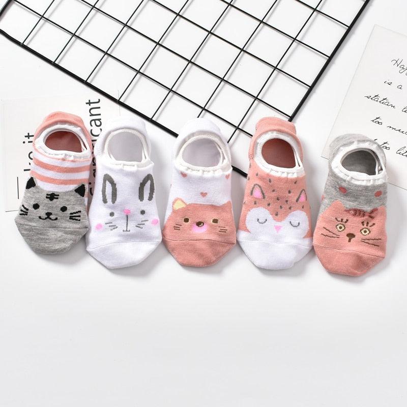 5 Pairs Cute Animal Spring Women Cotton Boat Socks Set Korean Style Funny Cat Dog Panda Low Cut Ankle Short Socks - ALLURELATION - 3D socks, 500, adult socks, animal socks, anime socks, ankle socks, boat socks, breathable socks, cartoon socks, casual socks, cat socks, colorful socks, cotton socks, cute socks, funny socks, girls socks, korean socks, low cut socks, panda socks, short socks, socks for women, womens socks - Stevvex.com