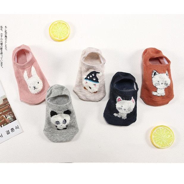 5 Pairs Cute Animal Spring Women Cotton Boat Socks Set Korean Style Funny Cat Dog Panda Low Cut Ankle Short Socks - ALLURELATION - 3D socks, 500, adult socks, animal socks, anime socks, ankle socks, boat socks, breathable socks, cartoon socks, casual socks, cat socks, colorful socks, cotton socks, cute socks, funny socks, girls socks, korean socks, low cut socks, panda socks, short socks, socks for women, womens socks - Stevvex.com