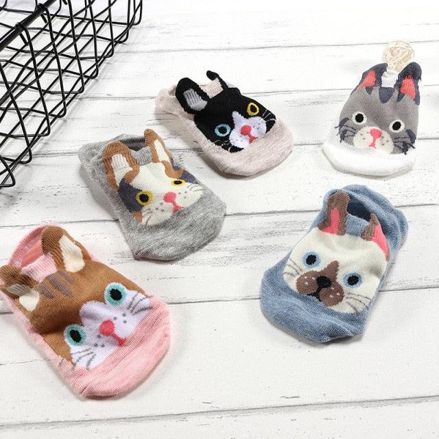 5 Pairs Cute Animal Spring Women Cotton Boat Socks Set Korean Style Funny Cat Dog Panda Low Cut Ankle Short Socks - ALLURELATION - 3D socks, 500, adult socks, animal socks, anime socks, ankle socks, boat socks, breathable socks, cartoon socks, casual socks, cat socks, colorful socks, cotton socks, cute socks, funny socks, girls socks, korean socks, low cut socks, panda socks, short socks, socks for women, womens socks - Stevvex.com